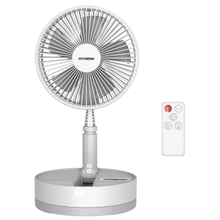 將圖片載入圖庫檢視器 Hyundai rechargeable wireless foldable electric fan white in color HY-F10R from hong kong licensed dealer
