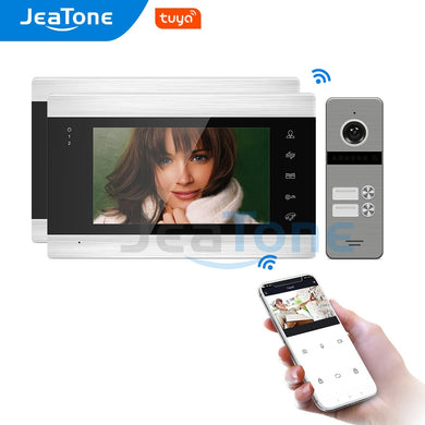 JeaTone Tuya Smart App 7 Inch Video Door Phone WiFi Intercom for Multi-Apartments Security with Remote Control, Motion Detection - A+ Smart Life